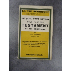 Gabreau testaments et donations Histoire du Droit successions 1929