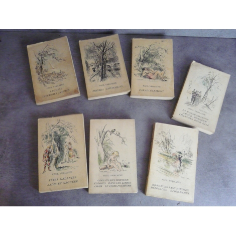 Lot 7 livres Paul Verlaine des célèbres édition de Cluny Avec jaquettes d'époque.