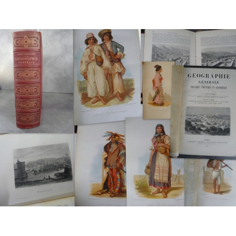 Grégoire Louis Géographie universelle reliure de Magnier bien illustré de chromos et gravures