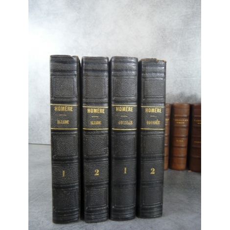 Homère traduit par Bitaubé Iliade et Odyssée Rare impression de Nancy Haener 1832 Demi reliure cuir .