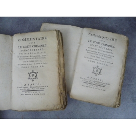 Blackstone Commentaires sur le code criminel d'Angleterre . traduction de l'Abbé Coyer 1776