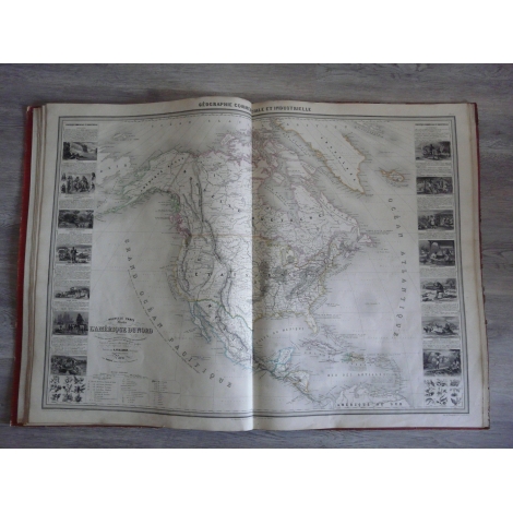 Vuillemin Atlas commercial industriel année 1860 8 très grandes cartes gravées splendide