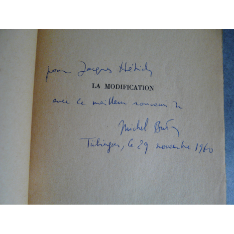 Butor Michel, La modification avec envoi de l'auteur 1957 Nouveau roman