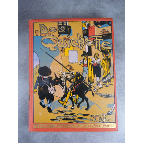 Cervantès Don Quichotte Aquarelles de Giffey Cartonnage polychrome grand format Bel exemplaire 1925