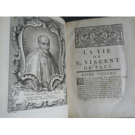 Collet La vie de Saint Vincent de Paul Nancy 1748 Patron des vignerons vins décoration cave Edition originale portraits gravés .