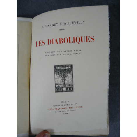 Barbey d' Aurevilly Les diaboliques Maîtres du Livre Georges Crès 1912 Numéroté sur papier de Rives