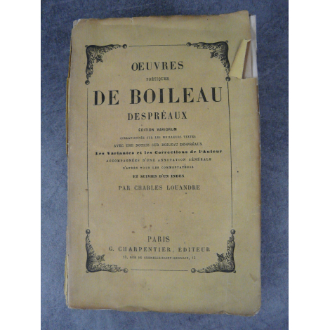 Boileau Despreaux, Œuvres poétiques, (index par Charles Louandre) (classicisme, académie française)