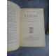 Dostoïevsky Dostoïevski L'Idiot Traduit par Debely Paris Plon 1930 2 volumes Russie