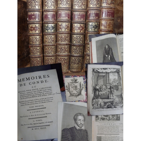 Secousse Denis François, Langlet du Fresnoy Les Mémoires de Condé 1743 6 vol in quarto Réforme guerre histoire religion