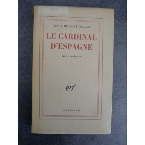 Montherlant Henry de Le cardinal d'Espagne Edition originale Paris Gallimard 1960