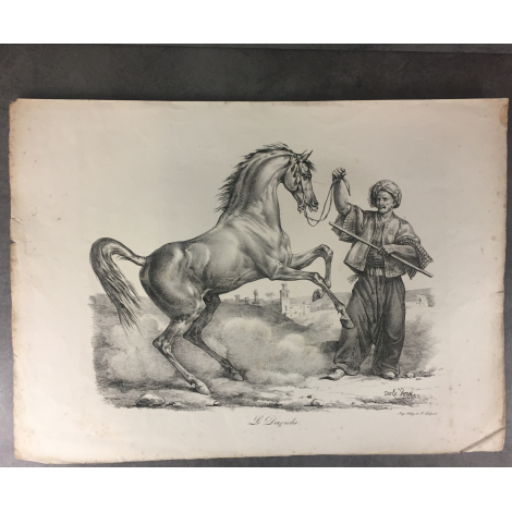 Carle Vernet Grande Lithographie Originale Cheval Horse Le Derviche Delpech