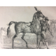 Carle Vernet Grande Lithographie Originale Cheval Horse Cheval romain préparé pour la course Delpech