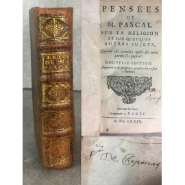 Pascal pensées de M. sur la religion et sur quelques autres sujets Paris [Bruxelles] 1679 De Chaponay Elzevirs