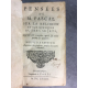 Pascal pensées de M. sur la religion et sur quelques autres sujets Paris [Bruxelles] 1679 De Chaponay Elzevirs