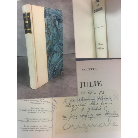 Colette Julie de Carneilhan Edition originale sur papier alfa Fayard 1941 bien relié couvertures et dos conservés