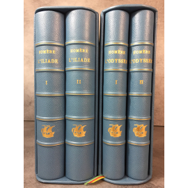 Homère L'Iliade. L'Odysée. Reliures plein maroquin emboitage Traduction nouvelle de Mario Meunier.Numéroté sur vélin superbe