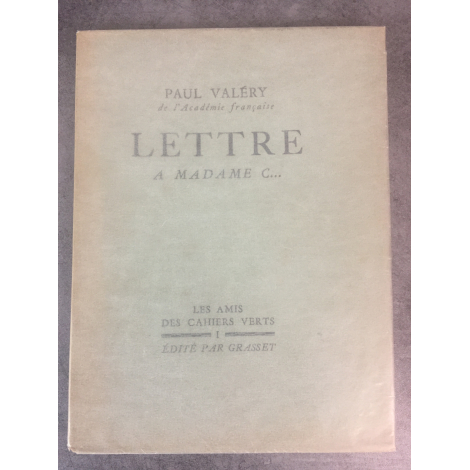 Paul Valery Lettre à Madame C... Grasset 1928 le XCVIII des 180 sur papier velin pur fil