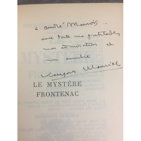 Mauriac François Le Mystère Frontenac Edition originale offert à André Maurois et avec son ex libris .