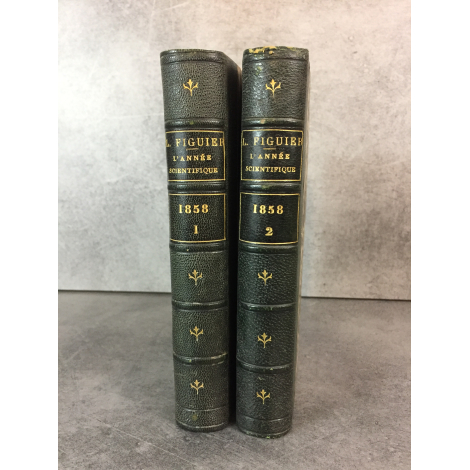 Louis Figuier L'année scientifique 1858 Carte Canal de Panama Travaux scientifiques et principales inventions Reliure