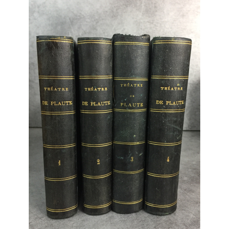 Plaute Théâtre Naudet traduction et notes Paris Lefèvre 1845 Complet en 4 volumes reliés cuir