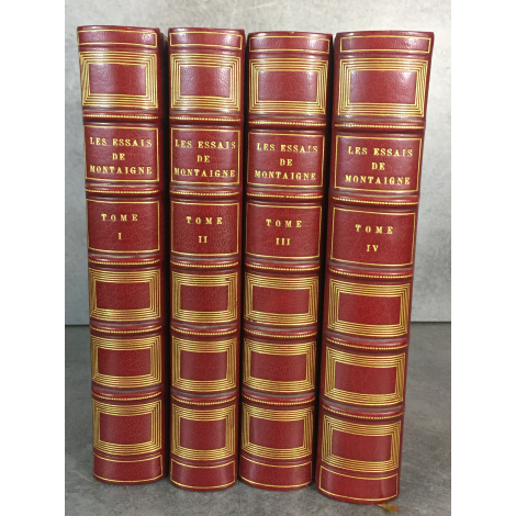 Montaigne, Les essais reliure maroquin signée, sur vergé Wathman Librairie du bibliophile 1873