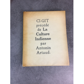 Artaud Antonin Ci Git La culture indienne N° 141 sur vélin du marais