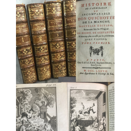 Cervantès Don Quichotte 1767 Charmante édition complet en 4 volumes avec gravures.