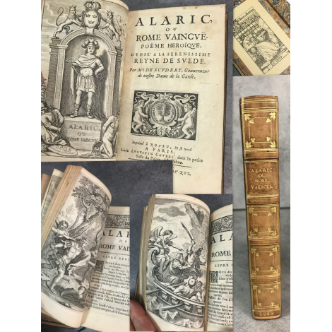 Scudery Alaric ou la Rome Vaincue Courbe 1659 Fine reliure de Purgold Complet des gravures