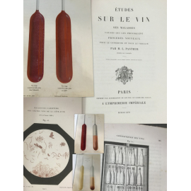 Pasteur études sur le vin 1866 Edition originales gravures pasteurisation oenologie gastronomie chimie