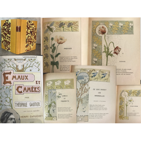 Art Nouveau Henri Caruchet illustre Emaux et Camées de Théohile Gautier 1895 Premier tirage Beau livre