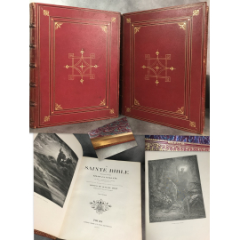 Gustave Doré La sainte bible Exceptionnel exemplaire très pur sur papier fin et relié en plein maroquin .