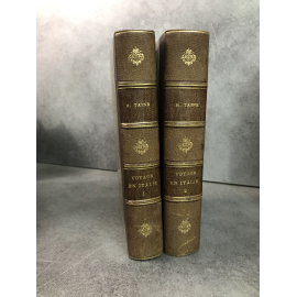 Hyppolite Taine Voyage en Italie Naples Rome Florence Venise Bons exemplaire reliure cuir de l'époque. 1896