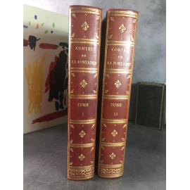 Contes de La Fontaine, avec illustrations de Fragonard. Deux grands volumes bien reliés, Paris Lemmonyer 1883