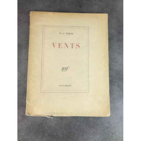 Saint John Perse Vents edition originale de 1946 NRF Numéroté 338 Papier de châtaignier très grandes marges