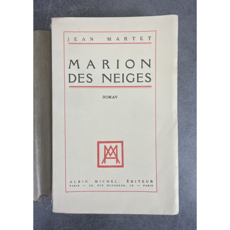 Jean Martet Marion des Neiges Edition Originale Exemplaire numéroté 31 sur 50 sur pur fil Montgolfier