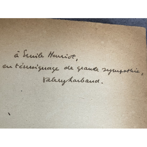 Larbaud Valery Enfantines EO 1918 envoi au poète et académicien Emile Henriot et avec son ex libris .