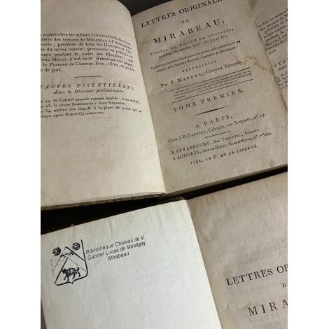 Lettres originales de Mirabeau, écrites du donjon de Vincennes pendant les années 1777,...Provenance Lucas de Montigny Mirabeau