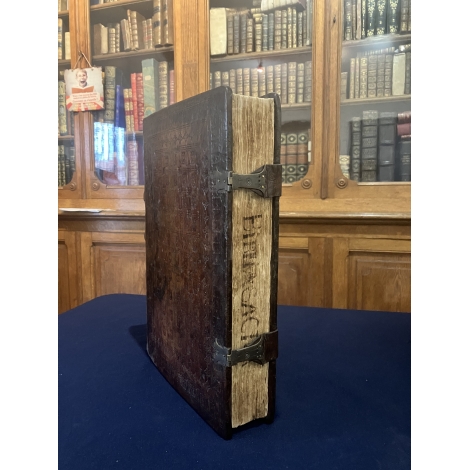 Précieuse Bible post-incunable de 1516 imprimée par Sacon à Lyon pour Koberger de Nuremberg Importantes annotations du temps