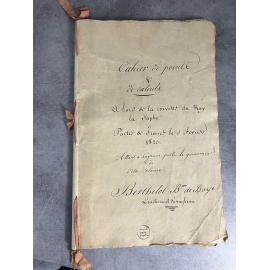 Marine Voyage Cahier de pointe et de calcule Corvette le Sapho 5 fevrier 1823 France Cayenne Berthelot Baron de Baye.