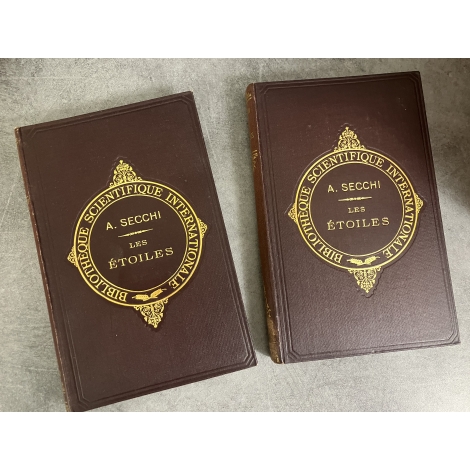 Secchi les étoiles essai d'astronomie sidérales 1895 tome 1 et 2 complet des planches bel exemplaire