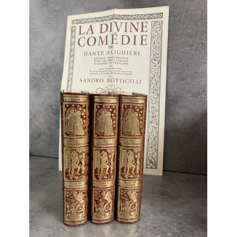 Jean de Bonnot Dante Divine comédie avec affiche souscription Français Italien relié plein cuir Très bel état collector
