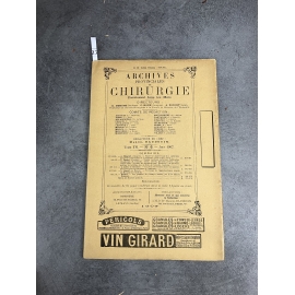 Médecine Archives de chirurgie Montprofit, Fauchet Imbert Longuet Baudoin N°6 Juin 1907