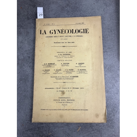 Médecine Gynécologie Octobre 1906 Soouligoux Rupture traumatique utérus Mangin Cancer de Mouchet Hystérectomie ...