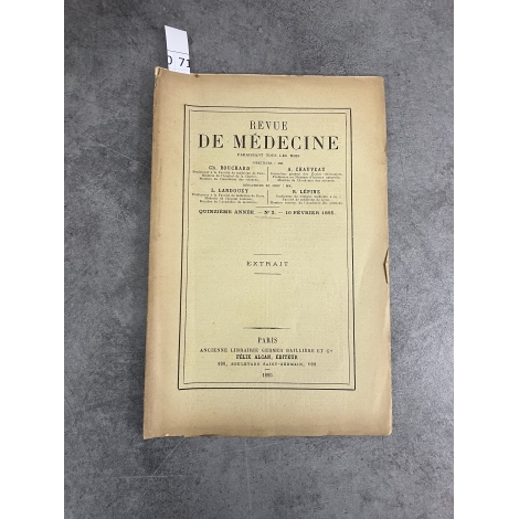 Médecine Revue de Pilliet Etude expérimentale de la gastrite toxique chez le lapin . Alcan 1895