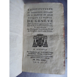 Impression d'Annecy Savoie Constitutions et instructions synodales de S. François de Sales, évêque et prince de Genève.