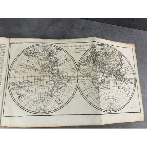 Bonne Raynal Atlas de toutes les parties connues du Globe Terrestre fin XVIIIe 50 cartes double 23 tableaux dépliants