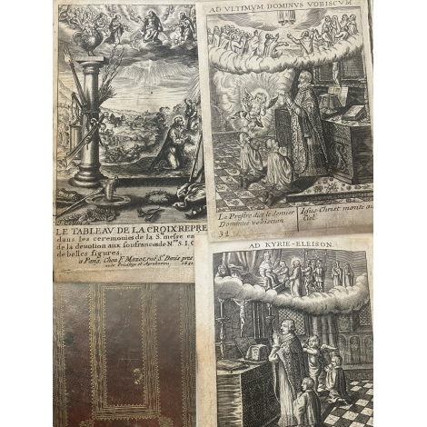 Mazot Tableau de la croix représenté dans la sainte messe Entièrement gravé 1651 a saisir sans reserve