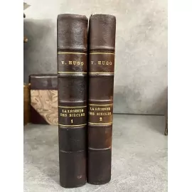 Victor Hugo La légende des siècles 2 volumes reliure artisanale signée en cuir . Paris 1941