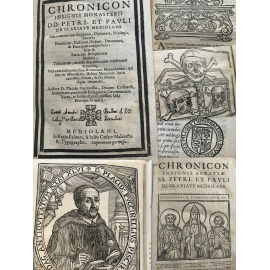 Milan Chronicon insignis Abbatiae Petri et Pauli Glaxiate Mediolani 1653 nombreux bois