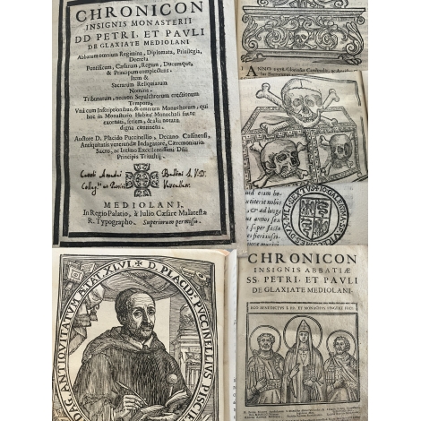 Milan Chronicon insignis Abbatiae Petri et Pauli Glaxiate Mediolani 1653 nombreux bois